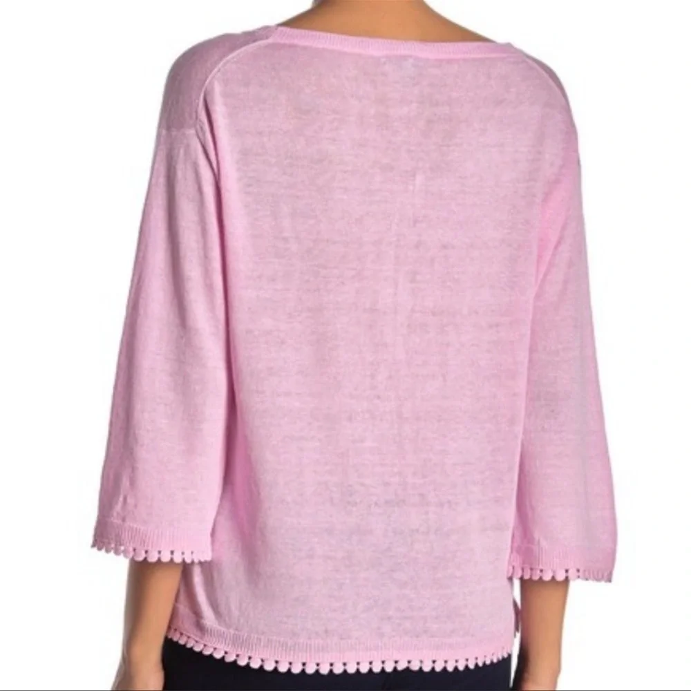 NWT J. Crew Linen Pompom Picador Pink Sweater